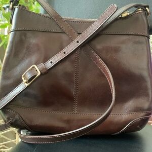 Monsas Brown Leather Crossbody Bag